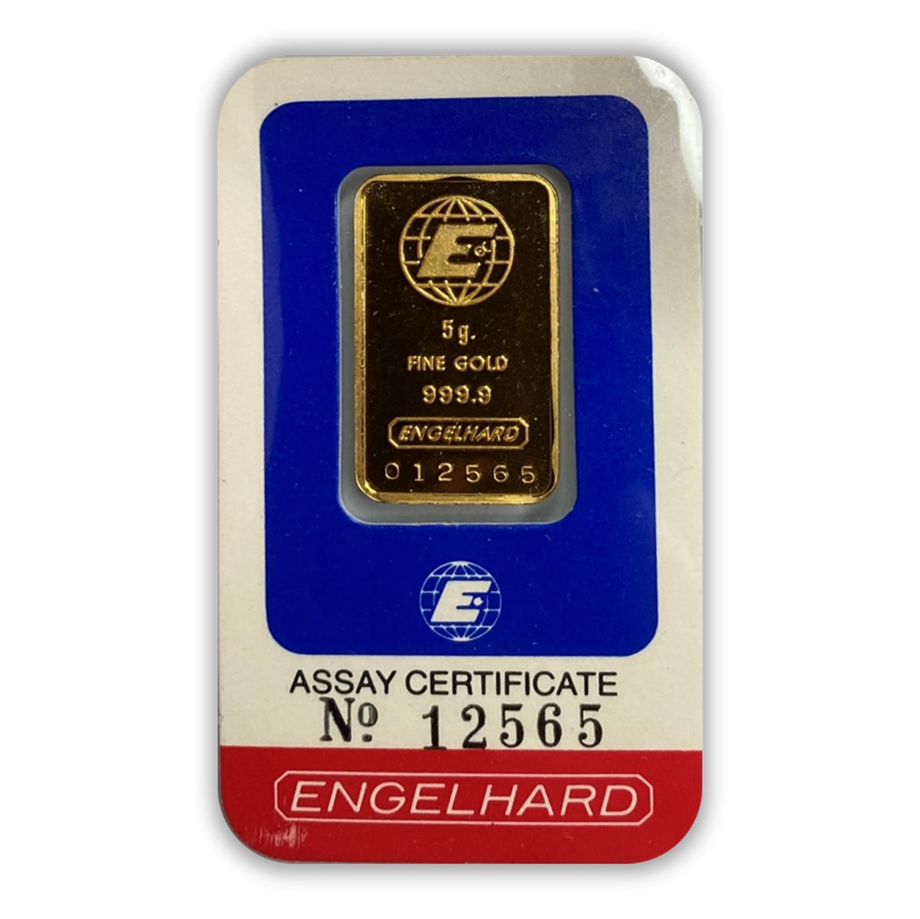 Engelhard 5g Gold Bar - Front Certicard