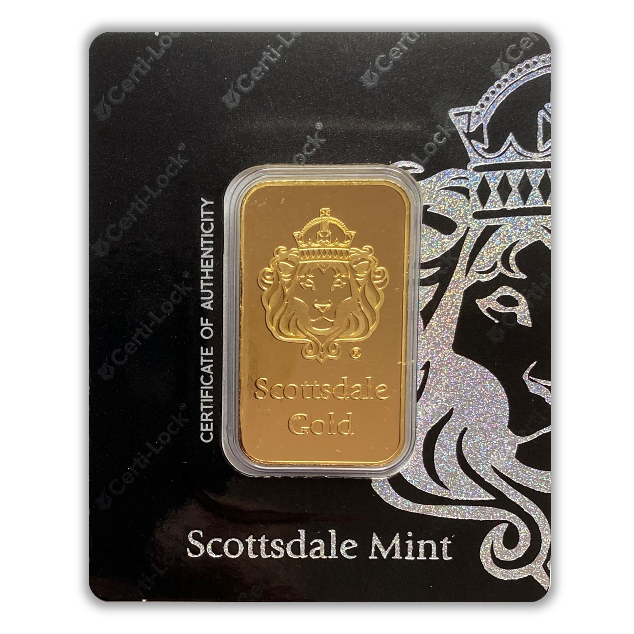 Scottsdale Lion 1 oz Gold Bar