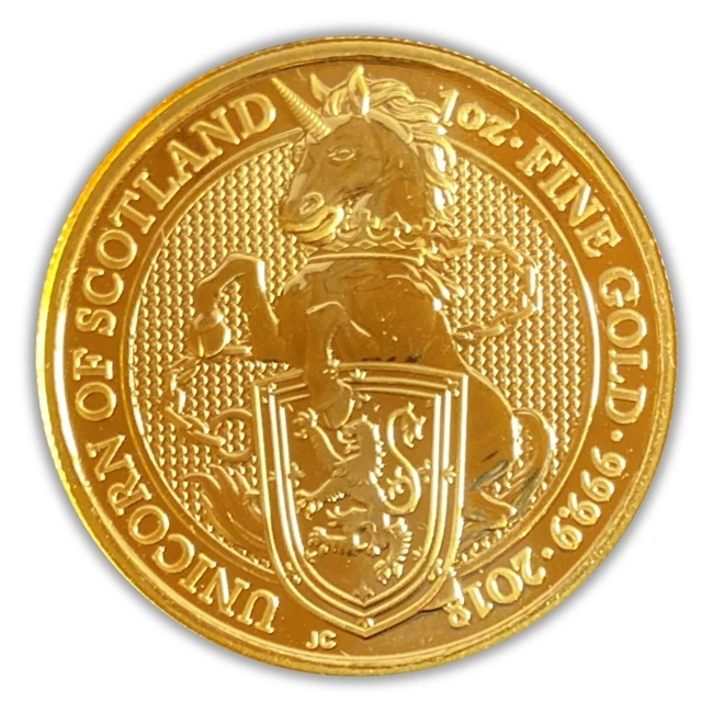 2018 Queens Beast Scotland Unicorn 1oz Gold Coin - Reverse